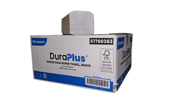 Dura Plus 57760363 Papierhandtuch, einfach gefaltet (weiß)