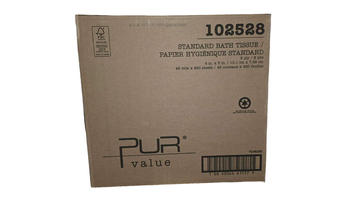 Cardboard box with 'PUR value' branding on a white background