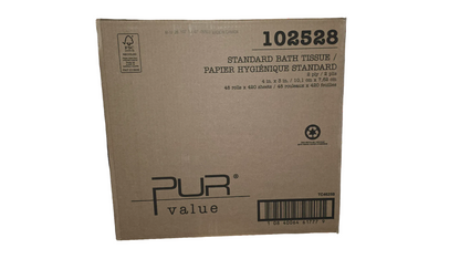 Cardboard box with 'PUR value' branding on a white background