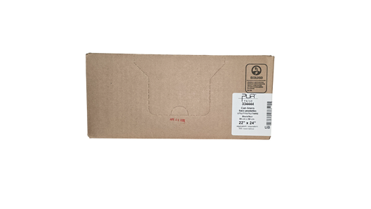 A brown cardboard box with a white product label on the right side, photographed against a plain white background.